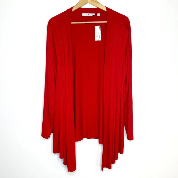 NWT Avenue Studio 14/16 Red Open Front Cardigan Long Sleeve Layering Sweater - Picture 1 of 10